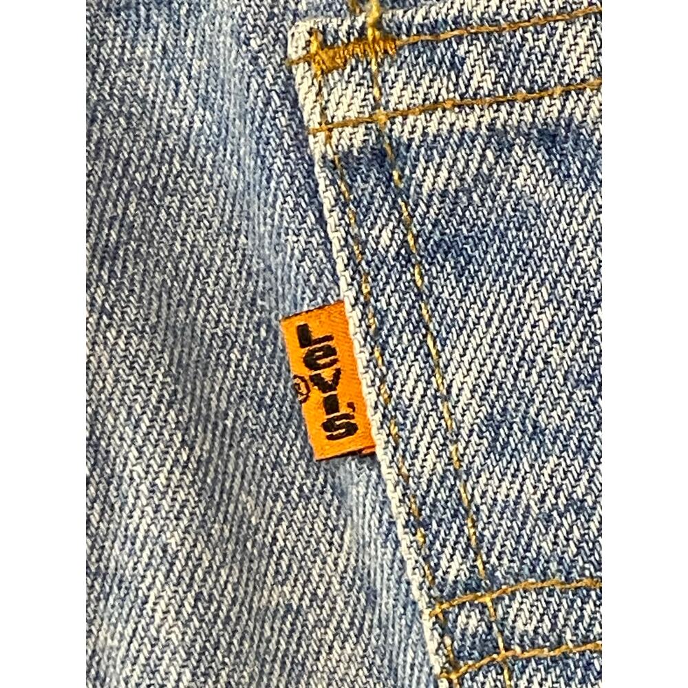 Levis Women's 28 Orange Tab Jean Shorts Distressed Light Wash Denim Raw Hem Mom - Picture 4 of 8